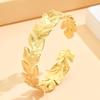 Elegant 18K Gold Stainless Steel Leaf Cuff Bracelet