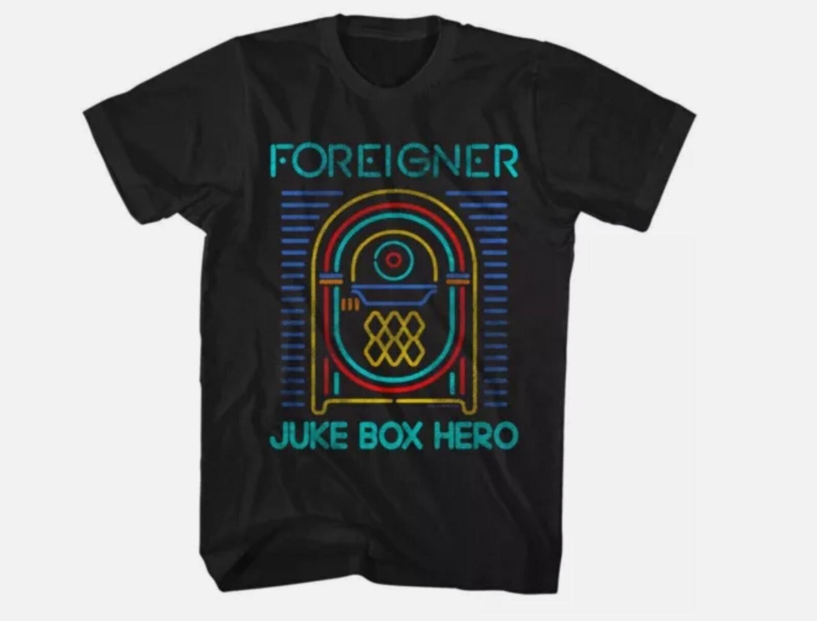 

26 Foreigner Neon Juke Box Hero Men s T Shirt Vintage Rock Band Album Concert Tour Unisex T-Shirt XXXXL