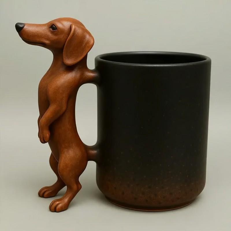 Harz-Dackel-Tasse - Niedliche Tier-Kaffeetasse Schreibtischdekoration Geschenk Freunde Kollegen