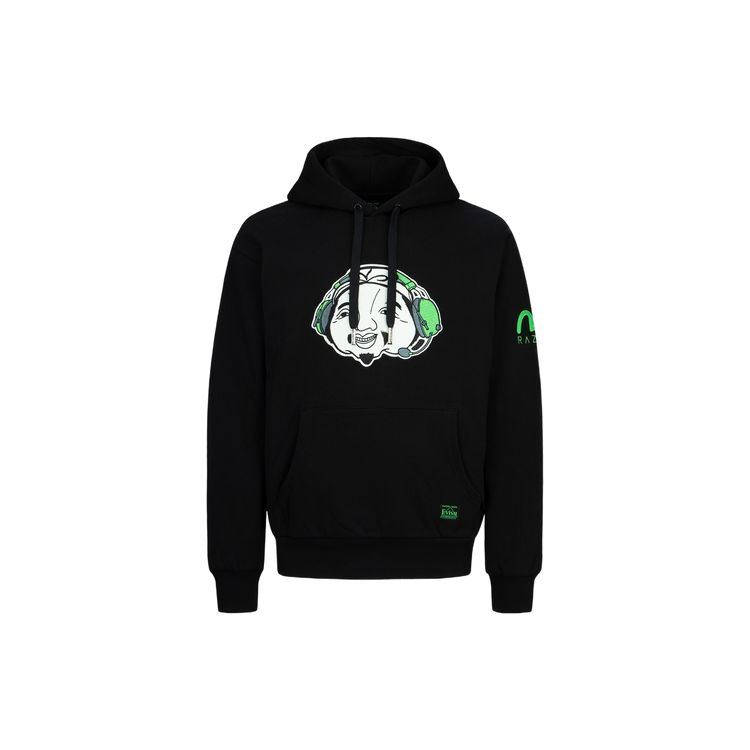 Evisu X Razer Collaboration Letter Logo Embroidered Hoodie Men hoodies Black 2EARZM2SW320RXCT