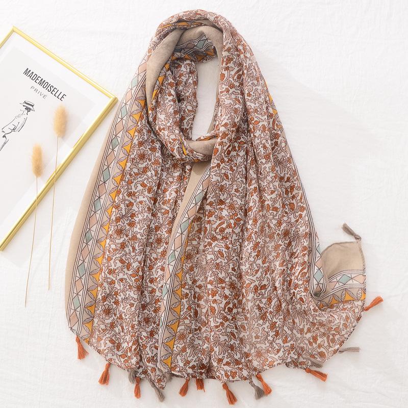 Fashion Wave Striped Patchwork Tassel Viscose Shawl Scarf Lady Print Pashmina Stole Wrap Snood Bufandas Muslim Hijab Sjaal