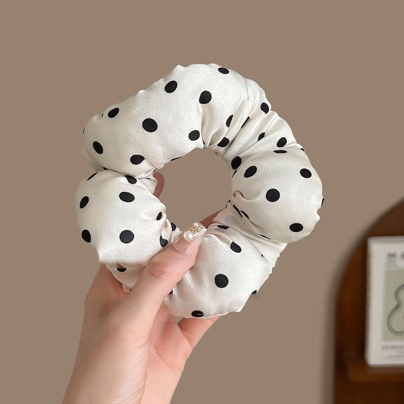 Fabric Sponge Polka Dot Ball Head Large Intestine Hair Band High Sense Temperament Hair Rope Fashion New Versatile Hair Accessories