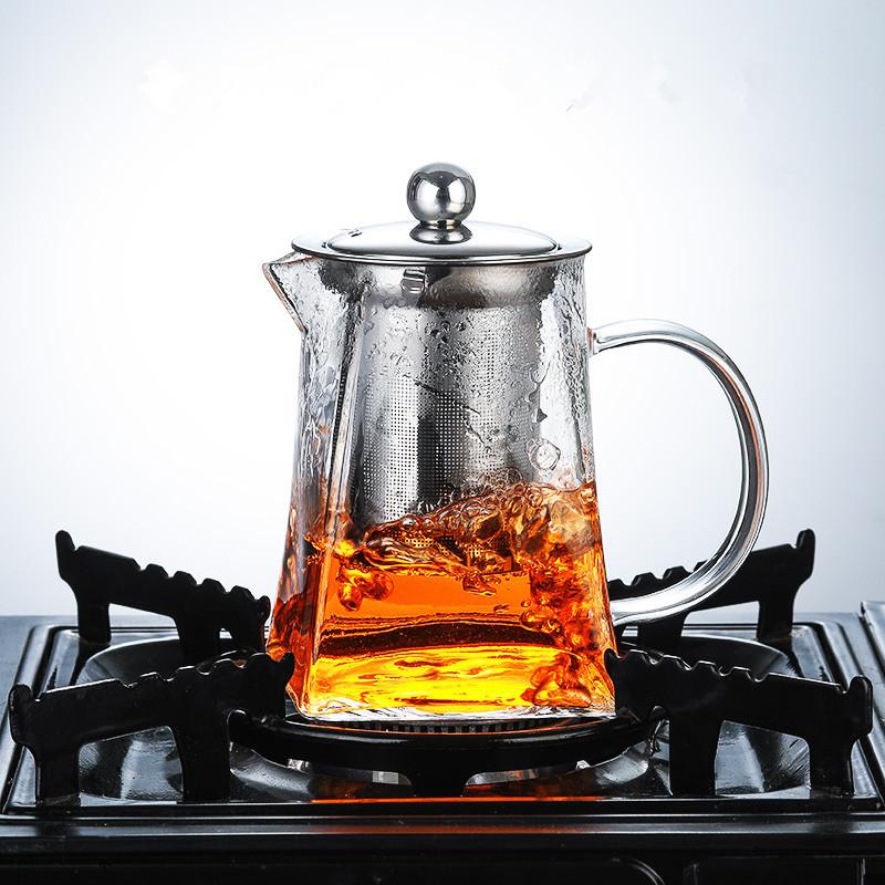 Ceainic din Sticlă Rezistentă la Căldură cu Filtru Infuzor de Ceai din Oțel Inoxidabil, Ceainic pentru Ceai cu Flori, Set de Ceai Kung Fu, Ceainic Puer Oolong, Vânzare Fierbinte