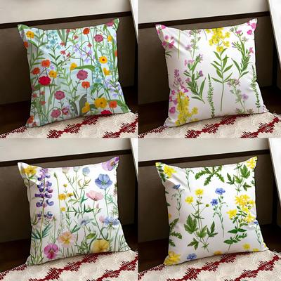 Spring Wildflowers Cushion Cover Reversible Soft Durable Pillow Cover Home Car MultiScene Use for Daily Comfort