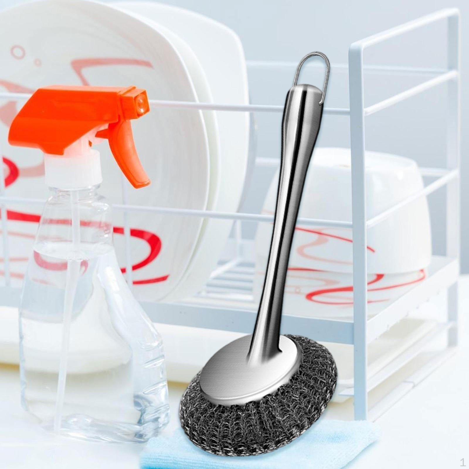 

Металлическая щетка для чистки кастрюль с ручкой для кухни и ванной