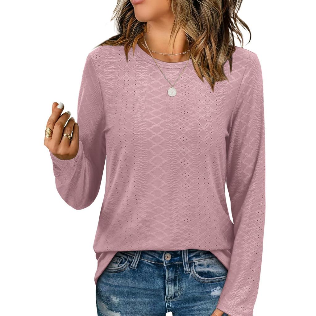 Women's Fashion Casual Long Sleeve Round Neck T-Shirt Top
