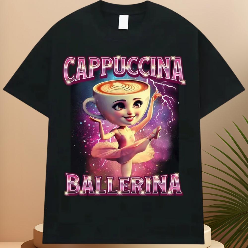 Cappuccina Ballerina Funnu Italian Brainrot Meme T Shirt Women Clothing Fashion Trending T Shirts Casual T-shirt