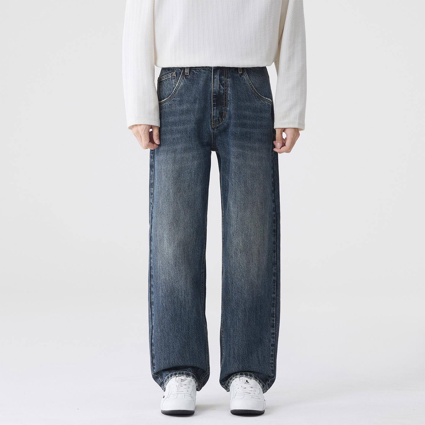 

Мужские американские ретро джинсы свободного кроя с прямыми штанинами - 2025 Осень Широкие повседневные трендовые 30 синий