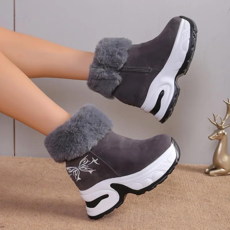Fashion Winter Women Boots Thick Bottom Ankle Boots 2024 New Warm and Comfortable Snow Boots for Women Plush Fashionable Ladies Shoes