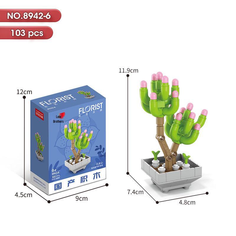 Succulent Bonsai Building Block Flowers - Compatible with Lego, Small Particle Assembly Toys for Girls