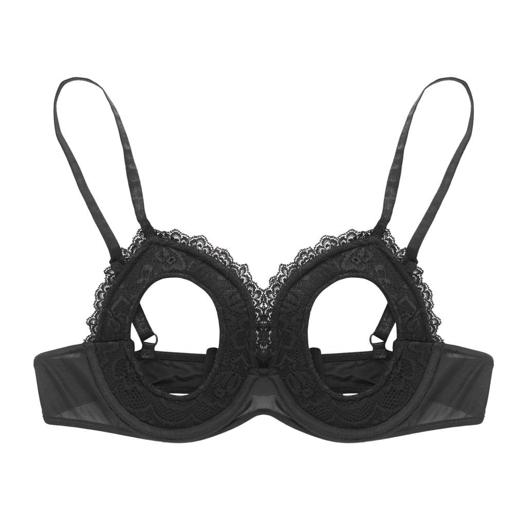 Womens Sexy Lingerie Lace Floral Sheer Hollow Out Wireless Unlined Bra Tops