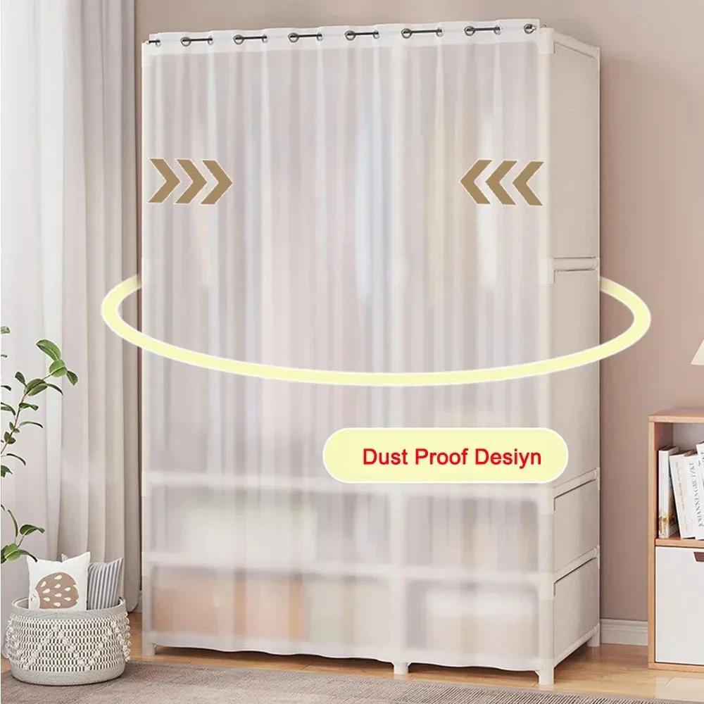 Simple Wardrobe Dustproof Wardrobe with Drawers Household Assembled Simple Storage Armoire Large Capacity Bedroom Furniture