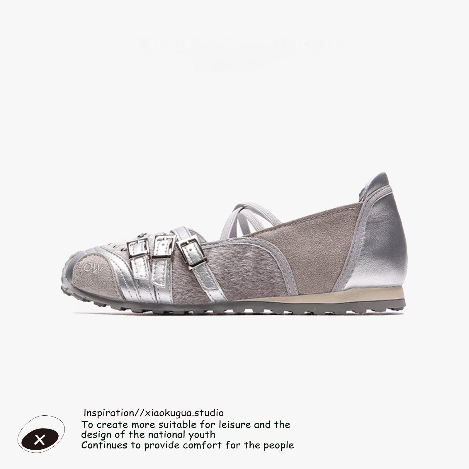 

Niche sports Mary Jane shoes women s 2025 new summer retro flat casual shoes versatile ballet shallow mouth single shoes 40 серый