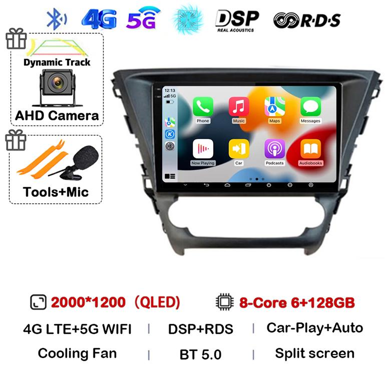 Android 14 Carplay Auto WIFI+4G For Toyota Avensis 2018 2019 2020 Car Radio Multimedia GPS Stereo Video Player DSP 360 Camera BT