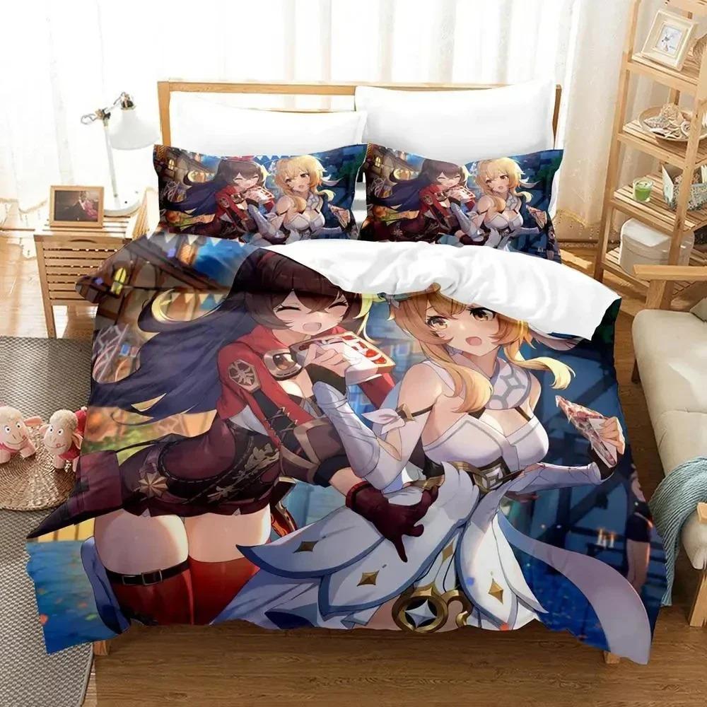 Anime Game Genshin Impact Columbina Bedding Set Duvet Cover Bed Set Quilt Cover Pillowcase Comforter king Queen Size Boy Adult
