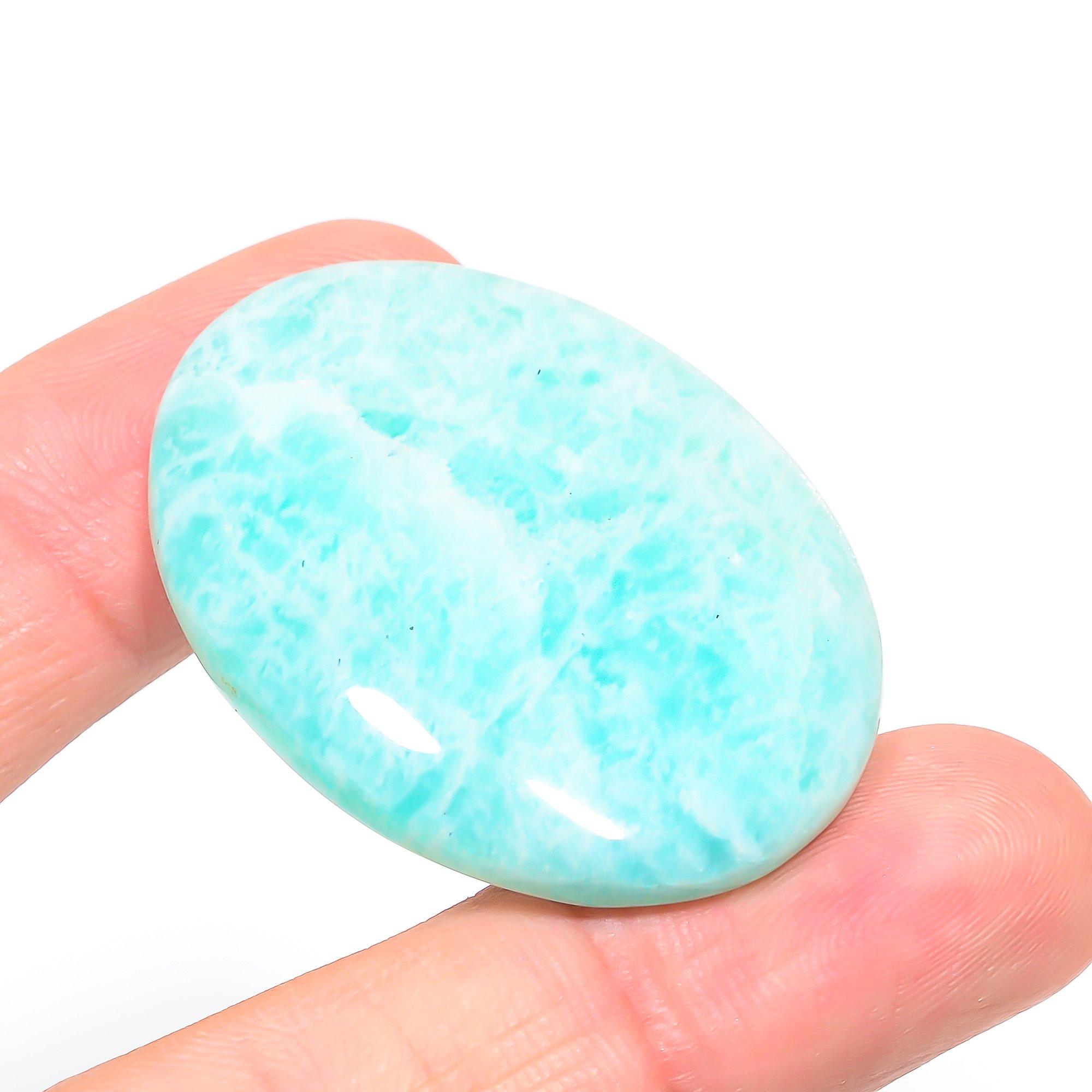 

Amazonite 3.4x4.4mm Natural Cabochon Fine Loose 83.9Cts. B4g27 синій