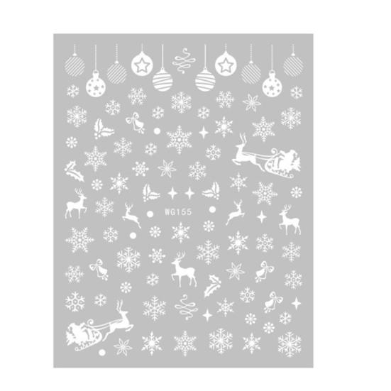 Nail Art Charm Christmas Patterns DIY Holographic Beautiful Cartoon Easy-Peel White Snow Sticker for Female