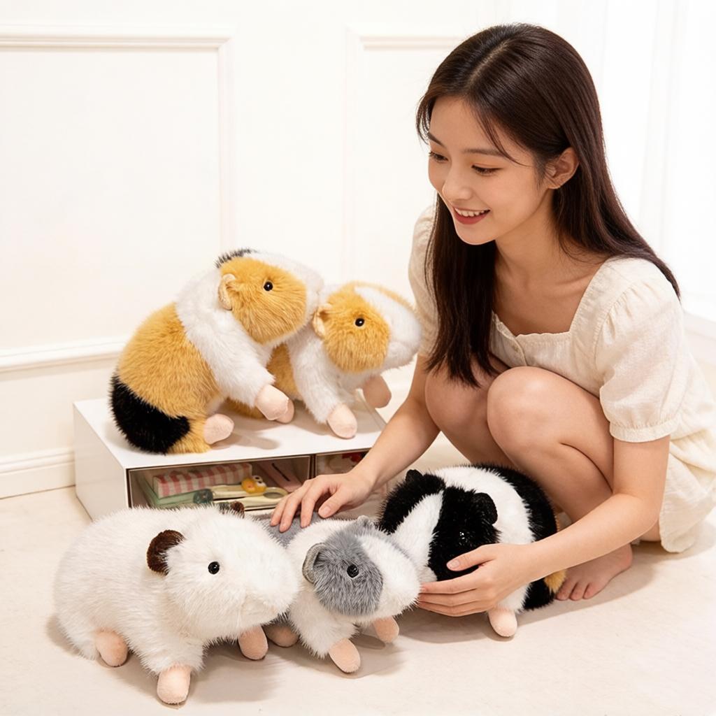 1520Cm Stuffed Cute Guinea Pig Doll Fluffy Brown Black White Mouse Hamster Plush Toy Kawaii Companion Overnight Gift