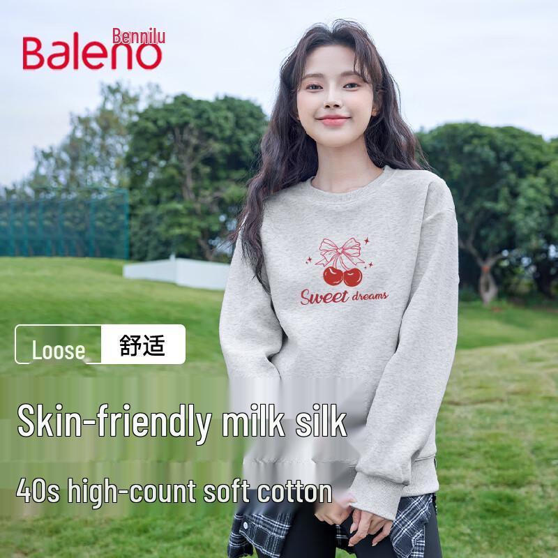 Baleno Women's Slim-Fit Milk Silk Blend Long Sleeve Sweatshirt