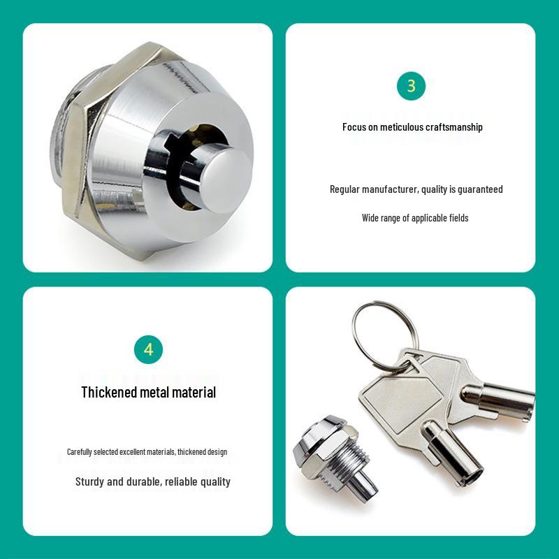 Spring-Loaded Mini Push Lock for Advertising Light Boxes and Cabinets