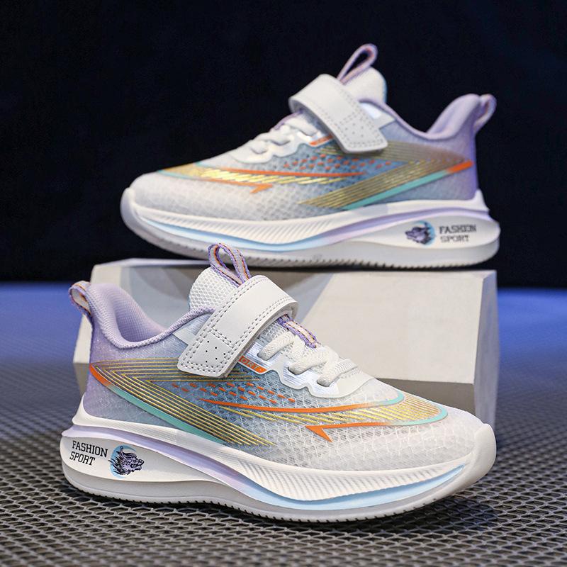 

Children s single-net breathable running shoes Boys 2025 summer light and thin women s rotating button soft-soled sprinting shoes 31