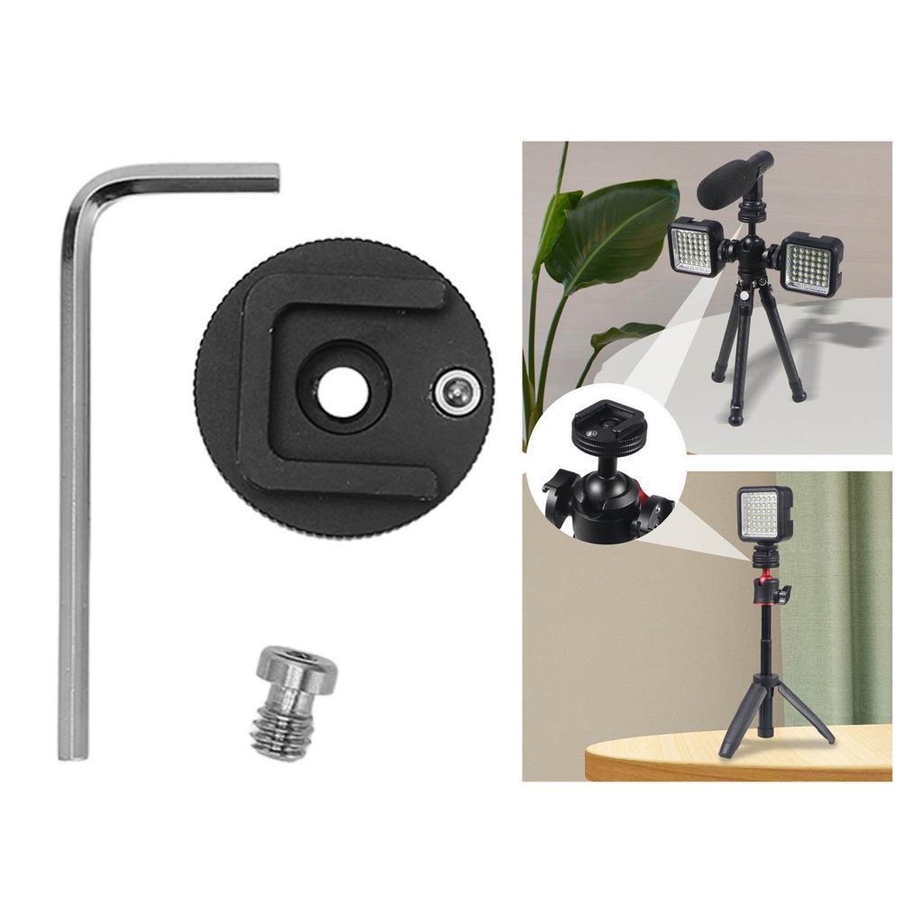1/4in Cold Shoe Mount Adapter with Wrench Aluminum Alloy Anti Drop Cold Shoe Mount Adapter for Camera Cage