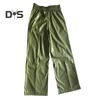 Women Flared Pants Slim High Waist Loose Pockets Faux Leather Elastic Waist Wide Leg Streetwear Solid Color Trousers for Work Leisure Daily Wear