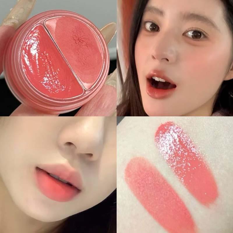 HERORANGE Peach Gauze Lip & Cheek Cream: Korean-Style Watery Matte Lip Mud & Two-Color Blush