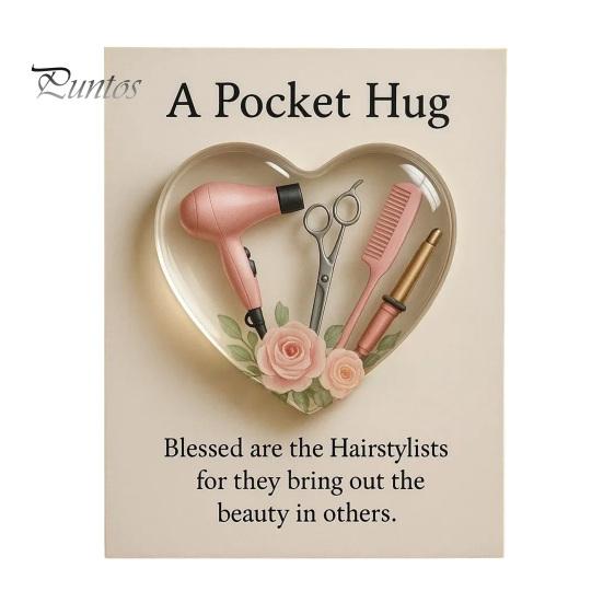 Capsule Shaped Ornament Pocket Hug Token for Hairstylists Heart Acrylic Band-aid Art Keepsake with Mini Hair Tools Stylist Appreciation Gifts Medicine