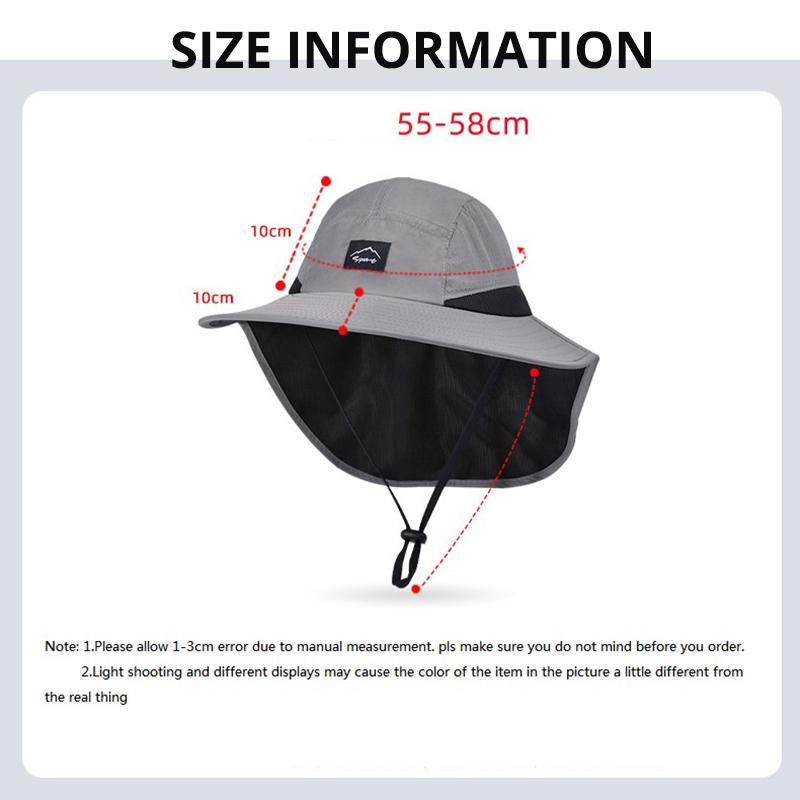 Herren Schnelltrocknende Fischerkappen Sommer Anti-UV Sonnenhut für Damen Outdoor Atmungsaktiv Breitkrempiger Fischerhut mit Nackenschutz