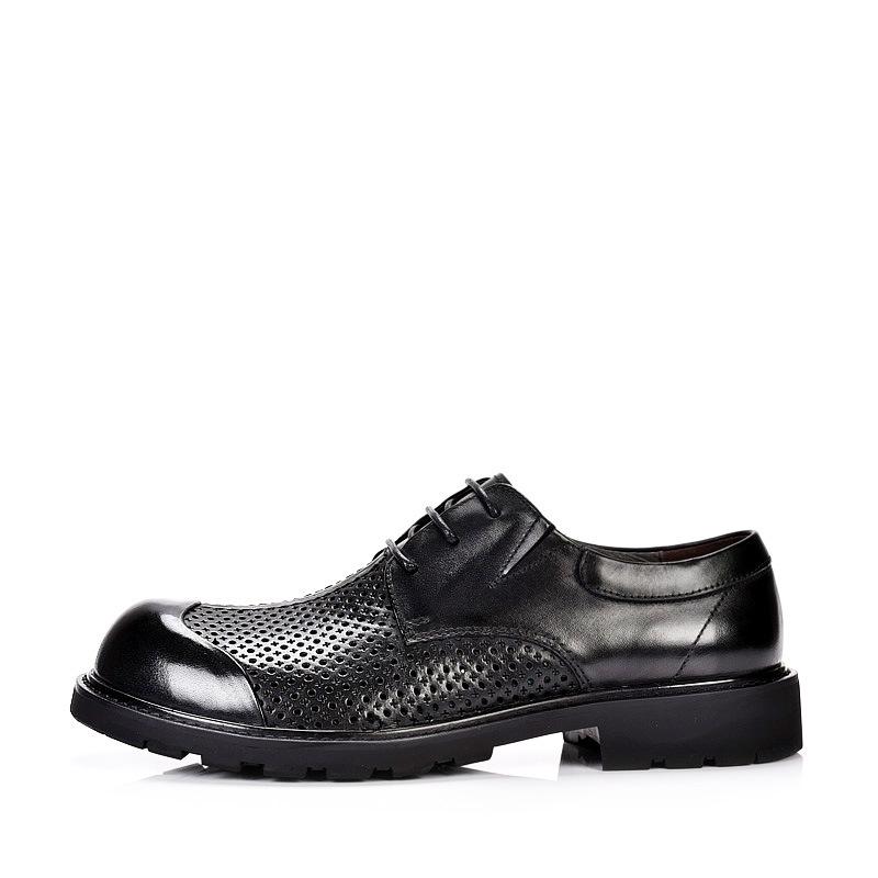 Buty z dużą główką Męskie ażurowe skórzane buty Modne wszechstronne buty biznesowe na grubej podeszwie Oddychające buty z okrągłą główką z dziurkami Sandały męskie
