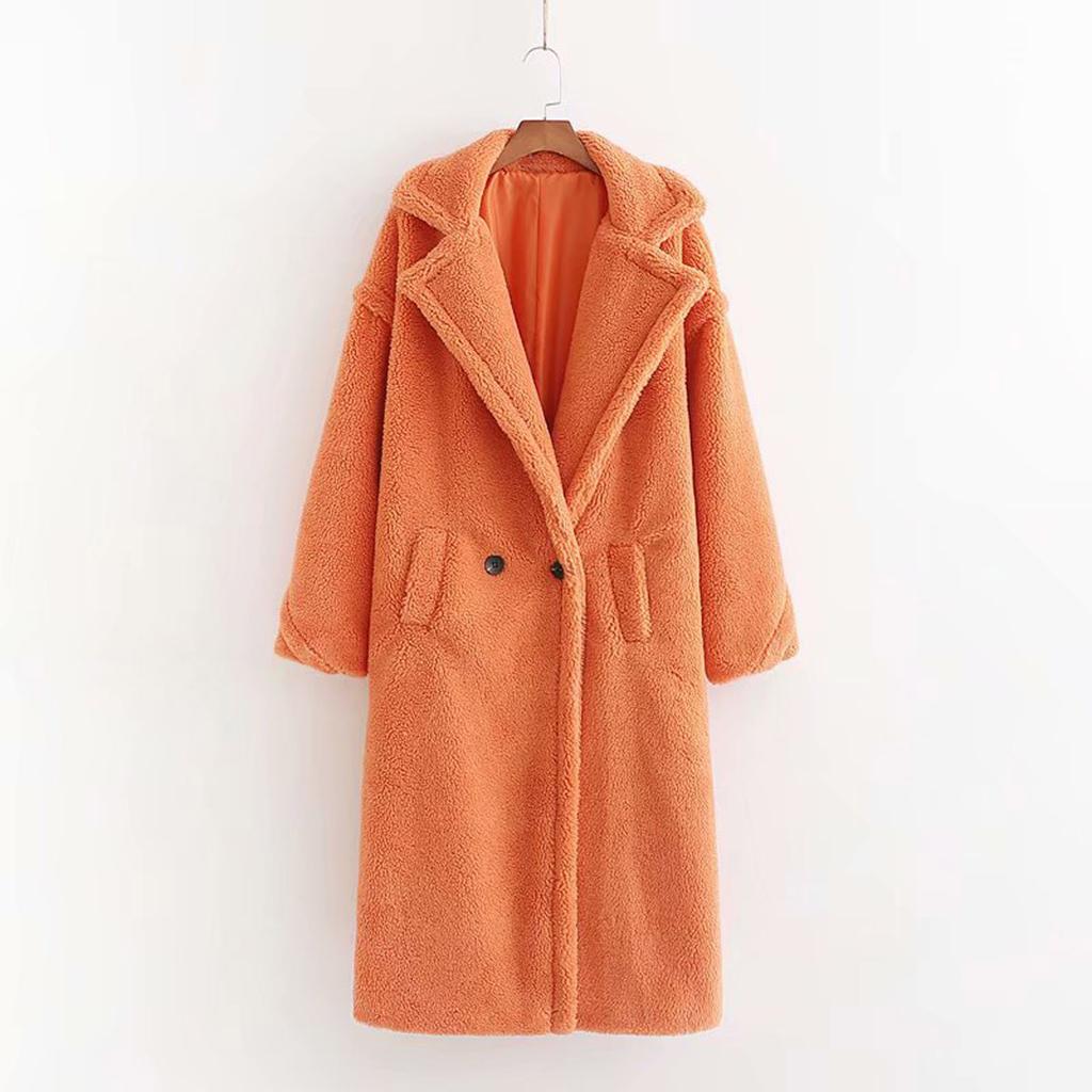 Women Fashion  And Winter Loose Medium Long Windbreaker Lamb Coat