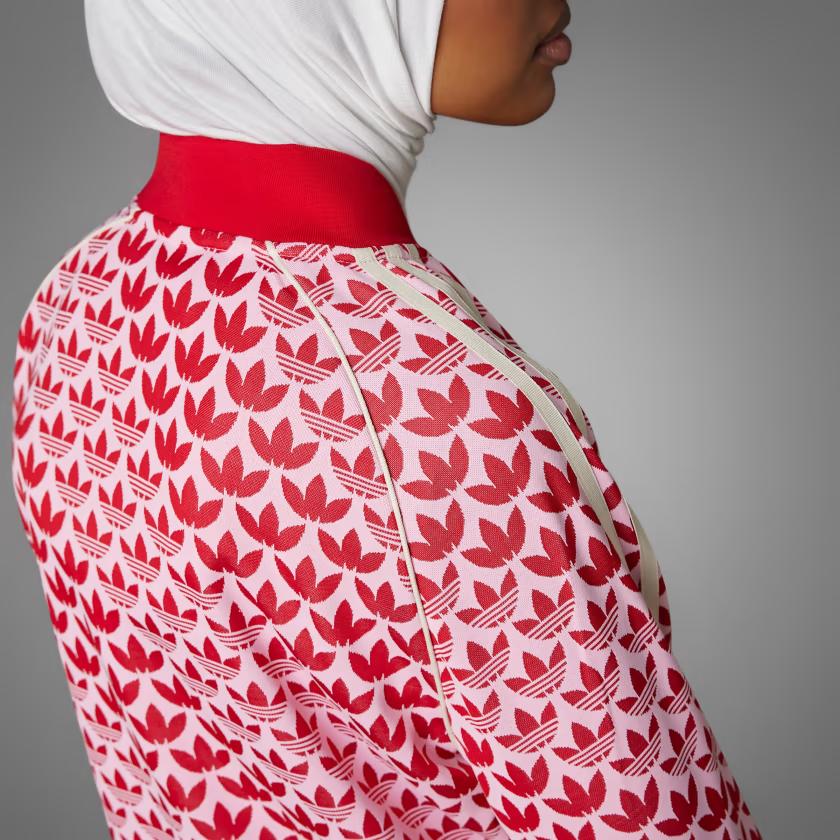 Adidas Originals 70S Logo All Over Print Zip Jacket Women Jacket Red IK7872