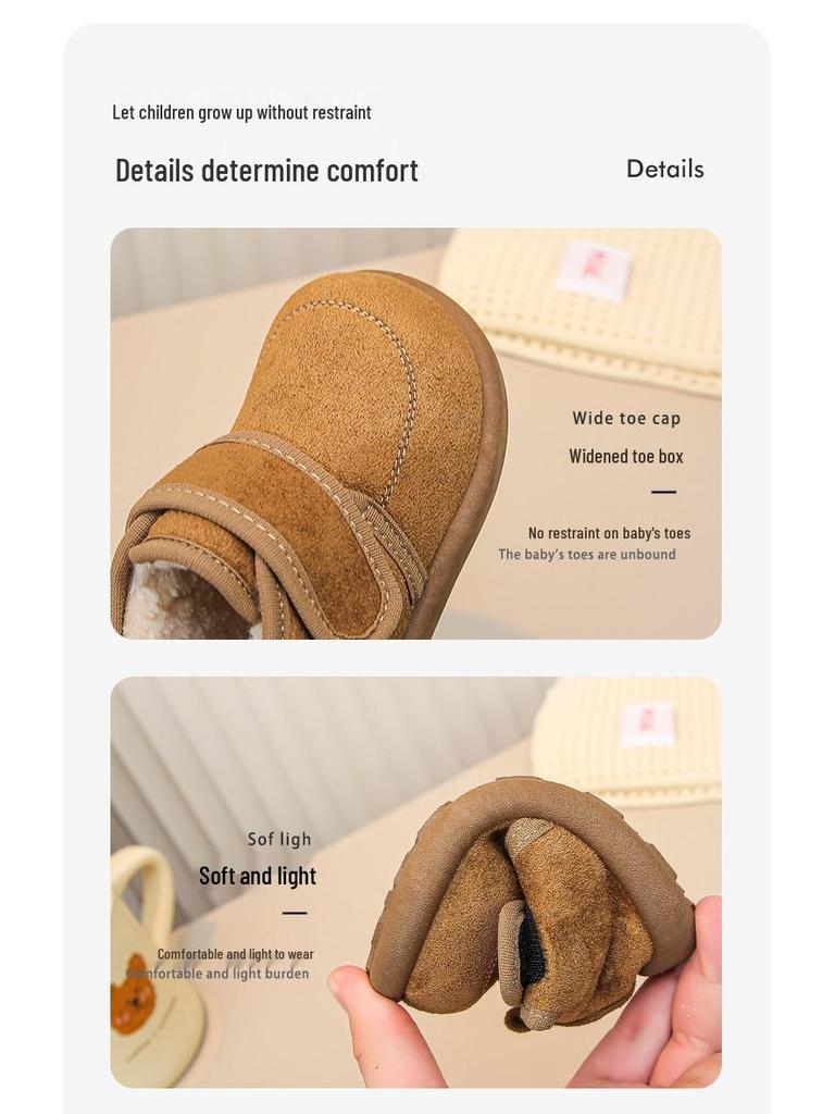 2025 Mädchen Koreanischer Stil Dicke Sohle Plüsch Birkenstock Winterstiefel - Warm, Modisch, Einfarbige Baumwollschuhe für Kinder