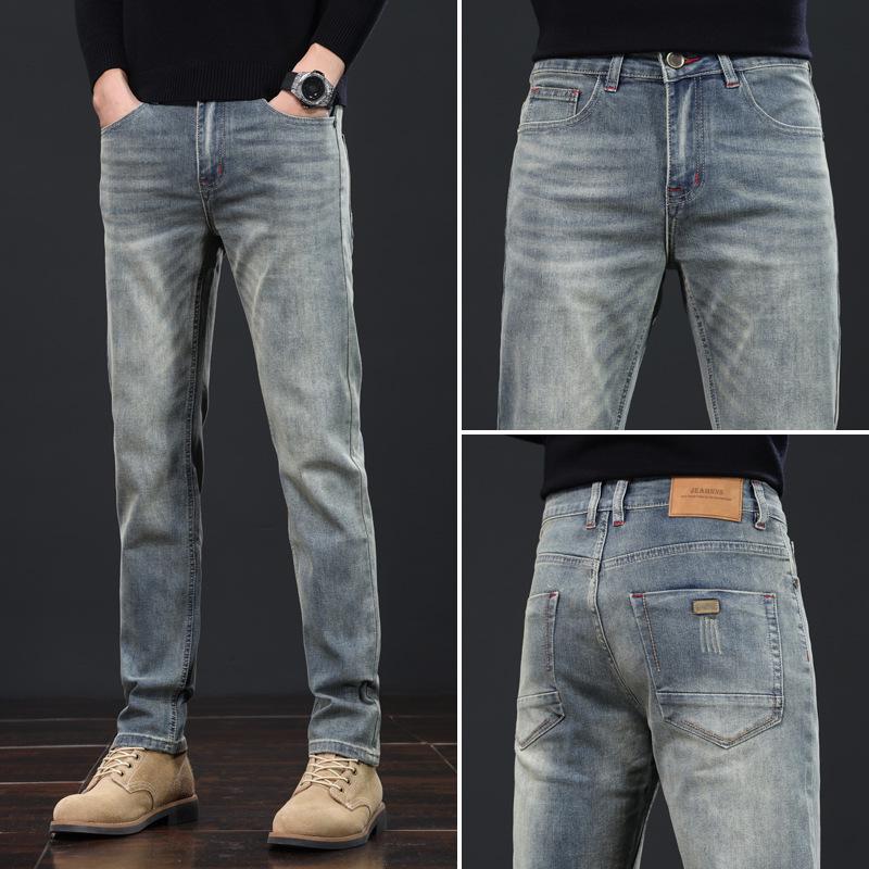 

Мужские джинсы Retro Light Luxury Slim Straight - универсальные и эластичные повседневные джинсовые брюки 34 (Waist 2 7 ) 160 Jin