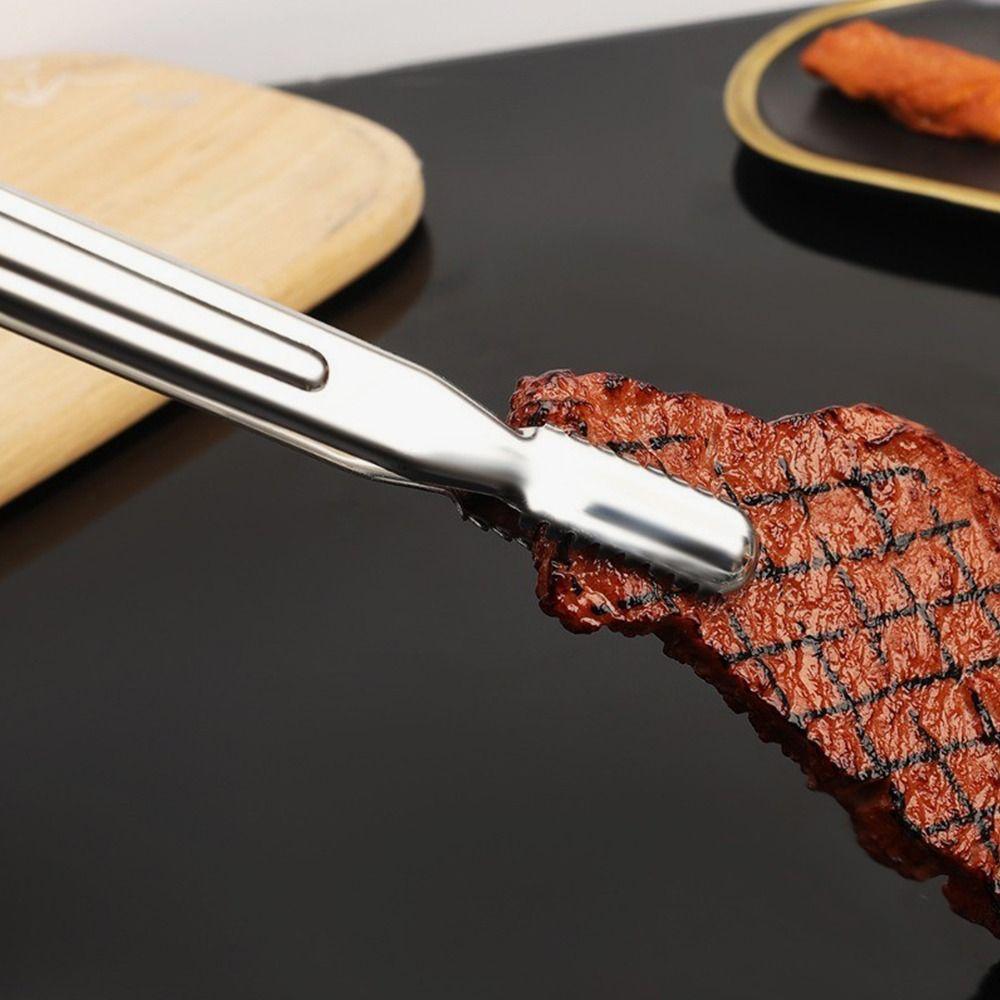 1Pcs 410 Stainless Steel Grill Tongs Non-Slip S/M/L/XL Food Clip Lengthened Multifunctional BBQ Steak Clip Cooking Utensils
