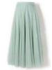 New Women Mesh Elastic Tutu Skirt Beach Spring Summer Korean High Waist Fashion Pleated Long Skirt Black White Tulle Skirts
