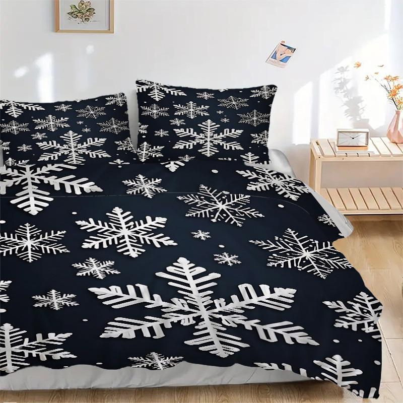 

3pcs Snowflake Pattern Bedding Set, Suitable for Bedroom Decoration, (Includes 1 Duvet Cover And 2 Pillowcases, Quilt Not Included) yy250822194 135x200cm