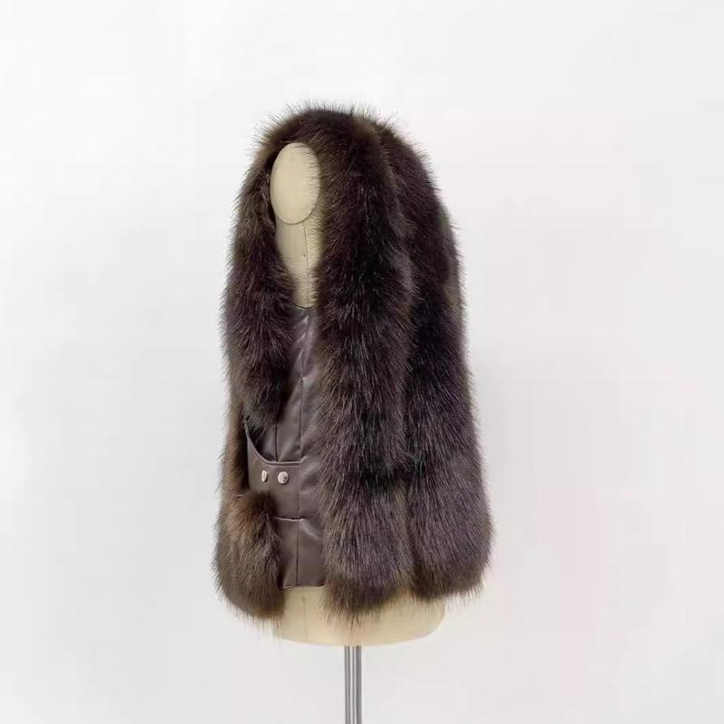 Gilet en fourrure pour femme, nouveau vêtement d'automne et d'hiver, vêtement d'extérieur, tempérament, fourrure artificielle, imitation poils de renard, veste chaude