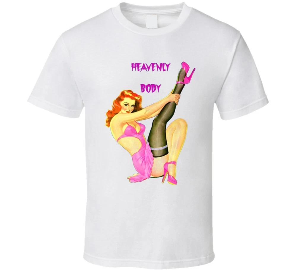 

Heavenly Body Retro T-shirt Vintage Tee 50s 60s Sexy Pinup Girl Burlesque Model 2XL