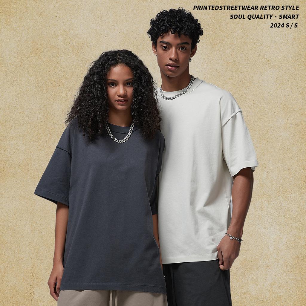 230 GSM 100% bavlněné prané tričko s potiskem na míru pro muže, personalizované tričko