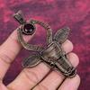 Faceted Mozambique Garnet Gemstone Pendant Copper Wire Wrapped Cow Face Pendant