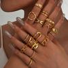 16Pcs Irregular Geometric Adjustable Ring Set For Women Fashion Punk Knuckle Joint Finger Rings Statement Party Jewelry Gift New