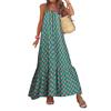 Women Boho Sleeveless Maxi Dress Spaghetti Strap Backless Swing Long Dress Summer Beach Flowy Sundress