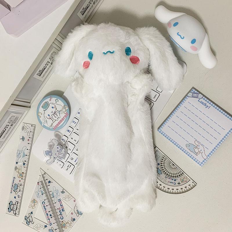 

Плюшевая кукла Собака с большими ушами Сумка для ручек Сумка для хранения канцелярских принадлежностей One Size белый