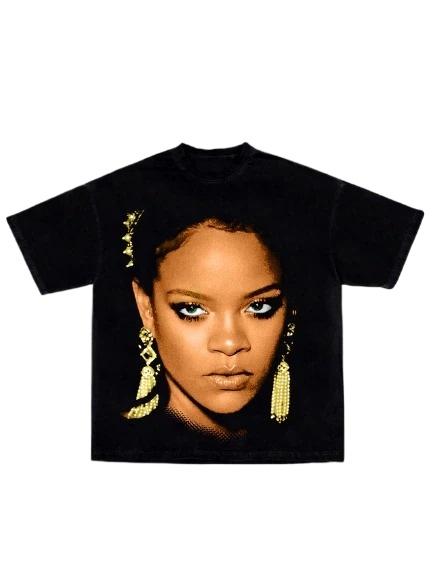 Unisexs Womens Cotton Tees Fashion Singer RIHANNA TShirt Ummer Casual Short Sleeve Round Neck Clothing Loose Tops Trend YK