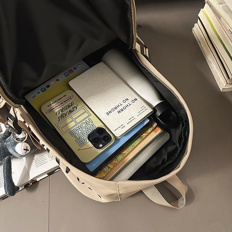 Student Schoolbag Couple Solid Color Backpack Lightweight Large Capacity Backpack