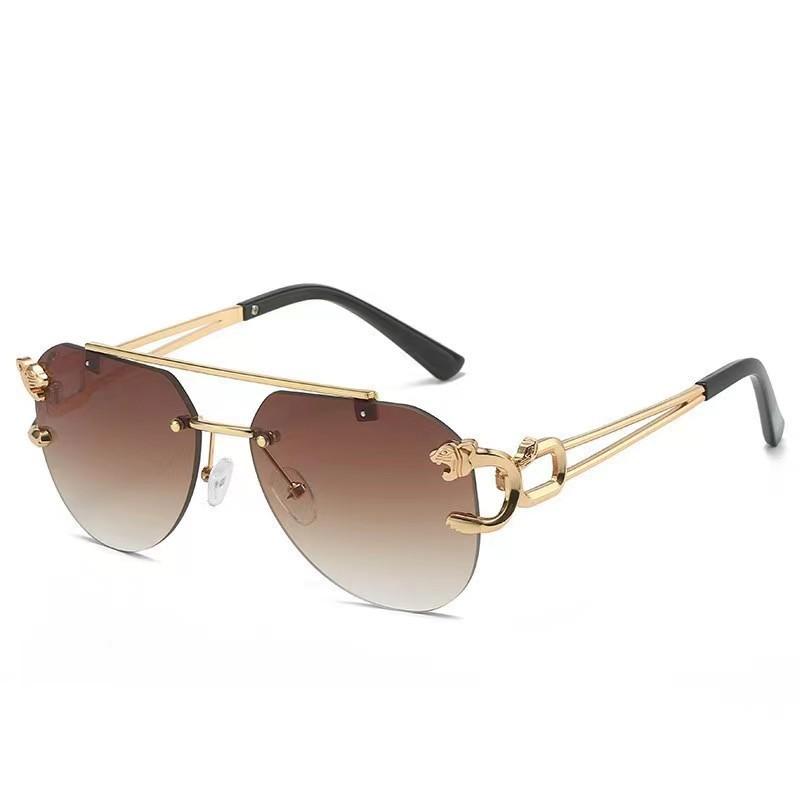 New Rimless Sunglasses Pilot Fashion Metal Frame Women Men Large Round Sun Glasses for Female Male Gradient Traveling Oculos
