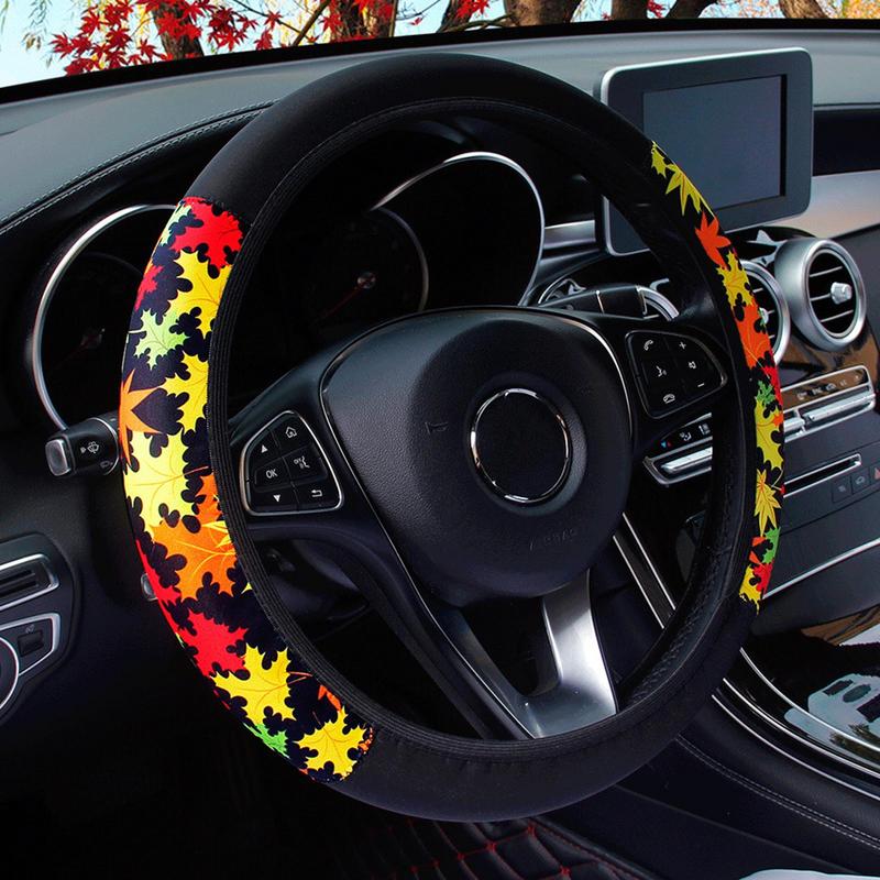 Cars Steering Wheel Braid Cover Knitted Fabric Car Covers Fashion Color Print Steering Wheel Cover Soft Auto Accessories