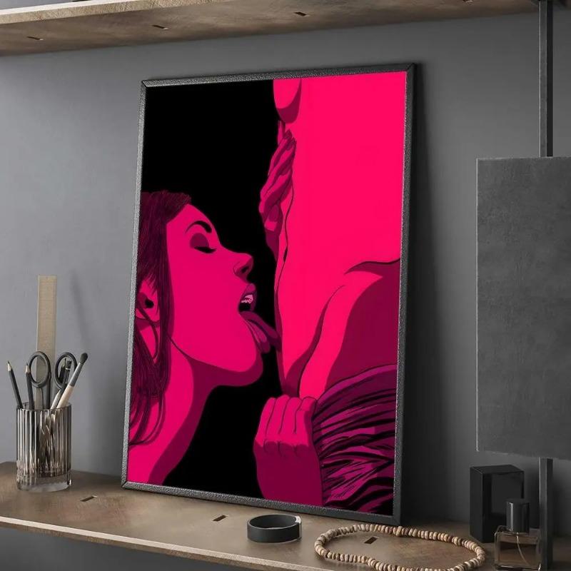 Pintura de Lienzo Abstracta Sexy Mujer Desnuda Hombres Póster Pintura Decorativa de Pared para Sala de Estar Bar Gaming